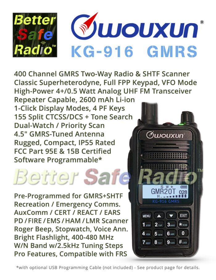 BSR Wouxun KG-916 GMRS Two-Way Radio & SHTF Scanner - Flyer