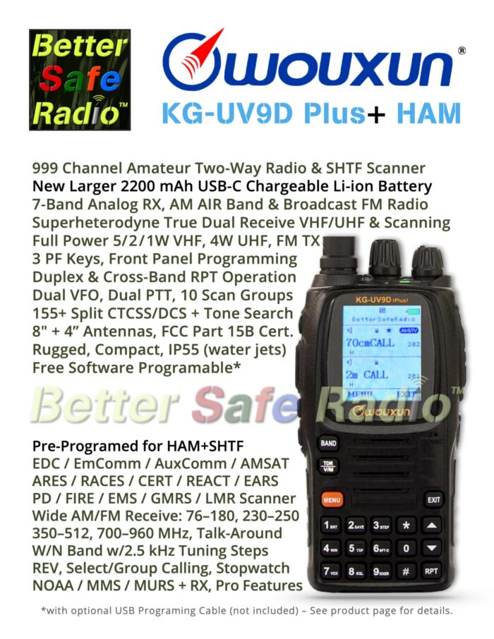 BSR Wouxun KG-UV9D Plus+ HAM Two-Way Radio & SHTF Scanner - Flyer