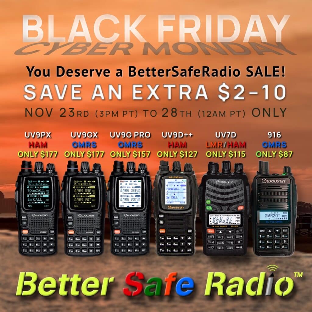 The Black Friday Cyber Monday You Deserve a BetterSafeRadio SALE promo image.