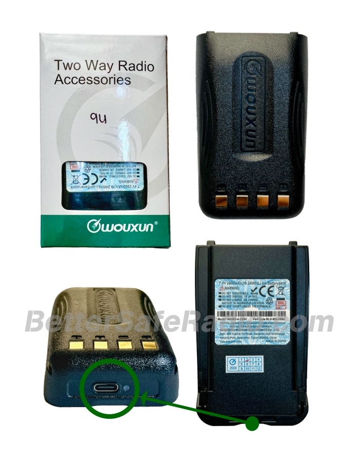 Wouxun BLO-009 USB-C 2600 mAh Li-ion Battery for KG-916 - Packaging View